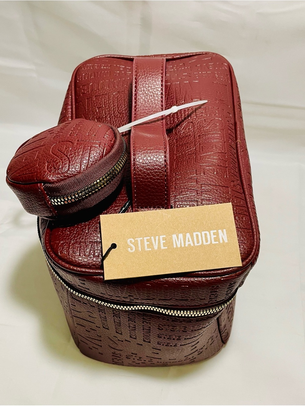 Steve Madden Logo Embossed Train Case Makeup Bag with Detachable Pouch, NWT - Picture 14 of 16